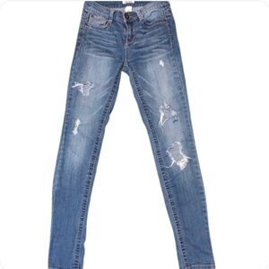 Mudd Distressed Ripped Mid-Rise Skinny Jeans
